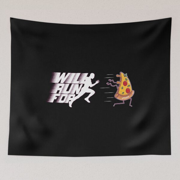 Item preview, Will Run For Pizza, funny idea gift for pizza lovers designed and sold by JUSTBEELEGANT.
