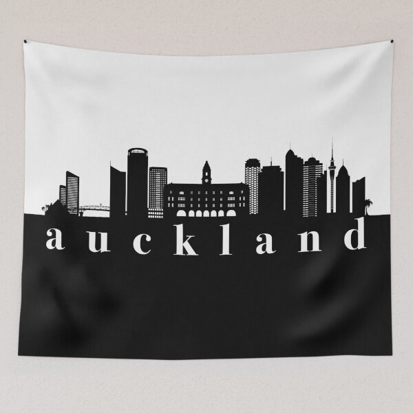 Item preview, minimalist auckland skyline black and white color block  designed and sold by neopop.