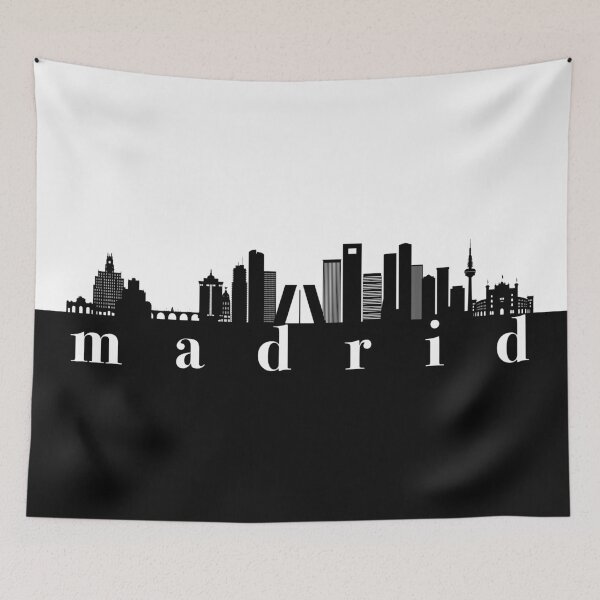 Item preview, minimalist madrid skyline black and white color block  designed and sold by neopop.