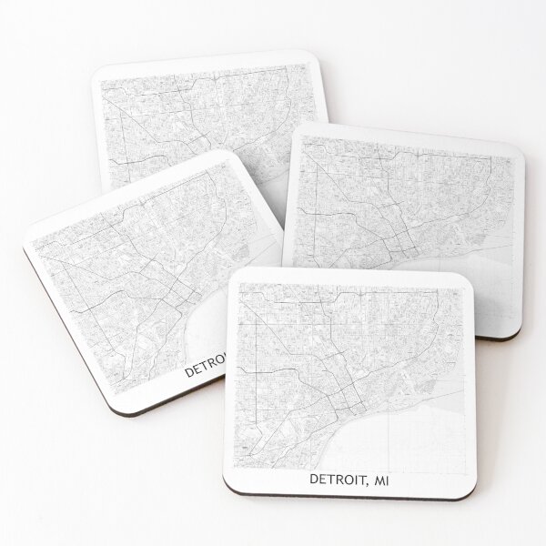 Item preview, Detroit, MI Hexadic Topographical Map Black and White designed and sold by PGHPhotoCo.