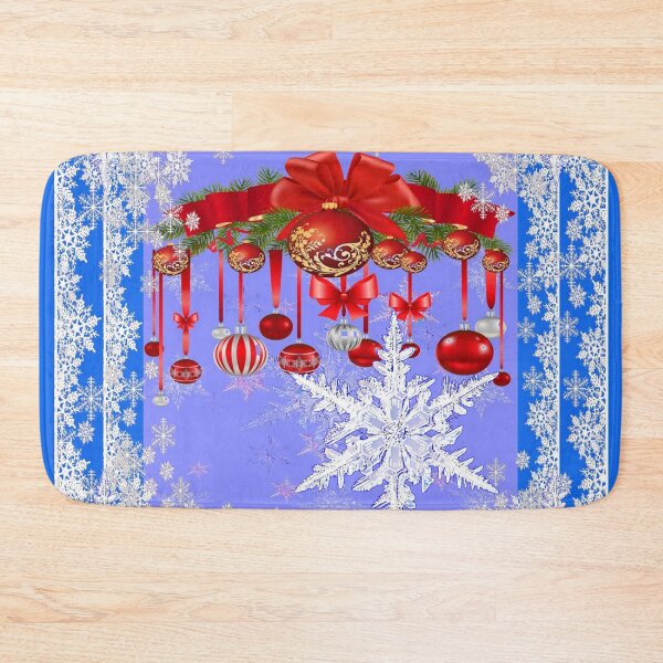Item preview, ,WINTER HOLIDAY ORNAMENTS & SNOWFLAKES ABSTRACT ON BLUE ART designed and sold by sharlesart.