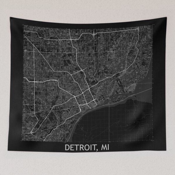 Item preview, Detroit, MI Hexadic Topographical Map Black designed and sold by PGHPhotoCo.