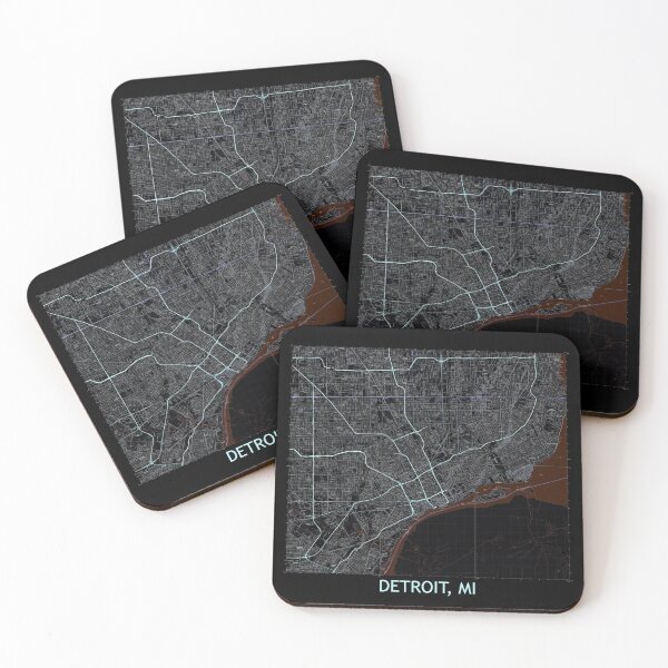 Item preview, Detroit, MI Hexadic Topographical Map Dark designed and sold by PGHPhotoCo.