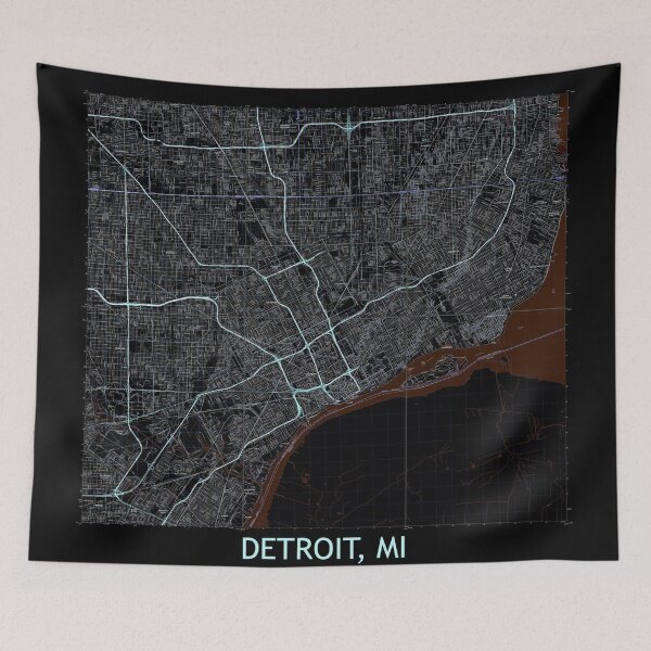Item preview, Detroit, MI Hexadic Topographical Map Dark designed and sold by PGHPhotoCo.