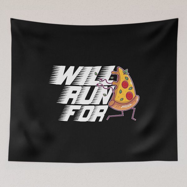 Item preview, Will Run For Pizza, funny idea gift for pizza lovers designed and sold by JUSTBEELEGANT.