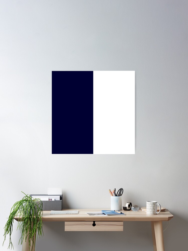 "Navy Blue And White Half And Half" Poster for Sale by rewstudio