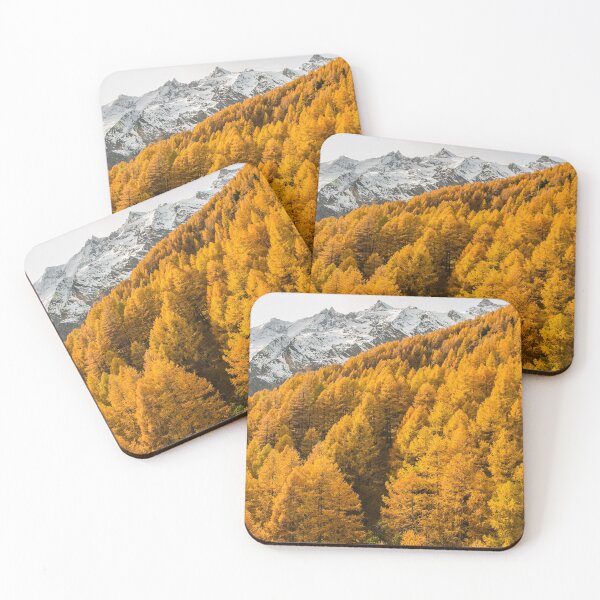 Item preview, Saas Fee Golden autumn in the Valais landscape designed and sold by seunglee.