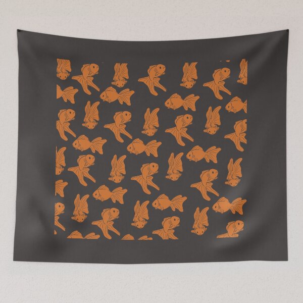 Item preview, Meh Goldfish black background designed and sold by Salem Scribbles.