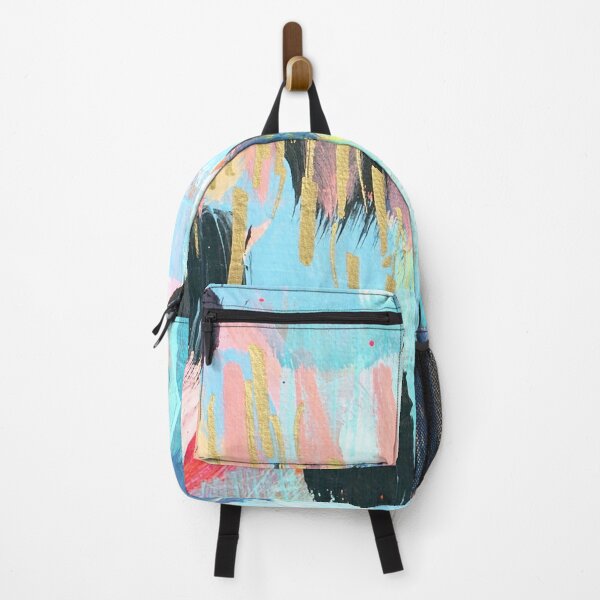 Item preview, Teal blue navy abstract original artwork pink orange gold designed and sold by Juli Hill.