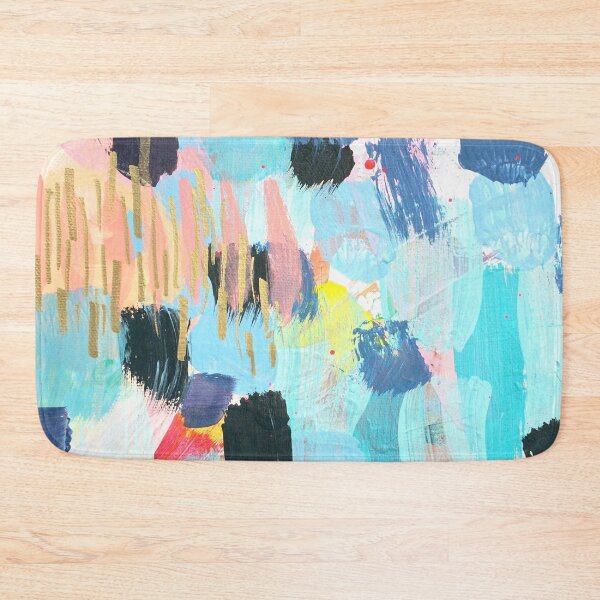 Item preview, Teal blue navy abstract original artwork pink orange gold designed and sold by Juli Hill.
