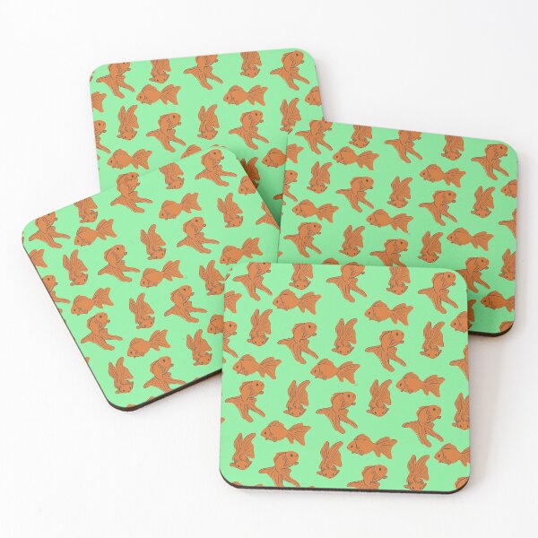 Item preview, Meh Goldfish green background designed and sold by Salem Scribbles.