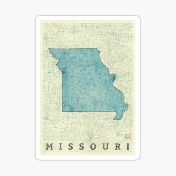 Missouri State Map Blue Vintage Sticker