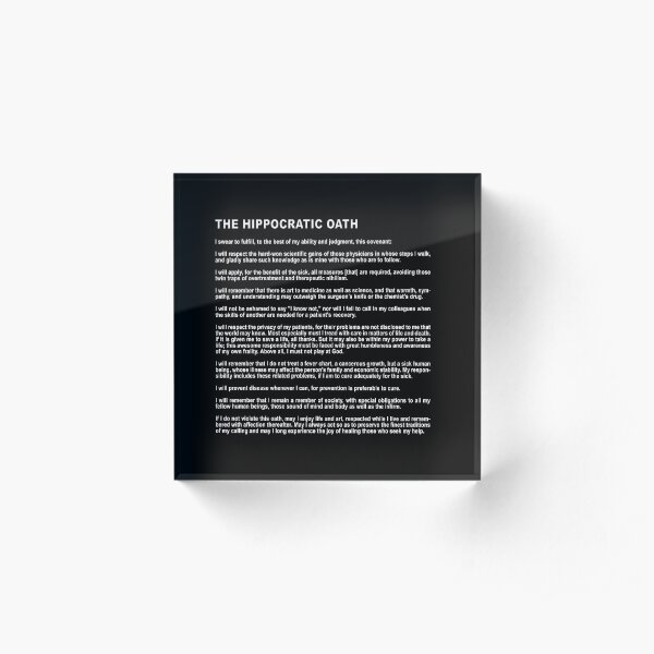 Hippocratic Oath: I solemnly pledge (Declaration of a New Doctor) Acrylic Block