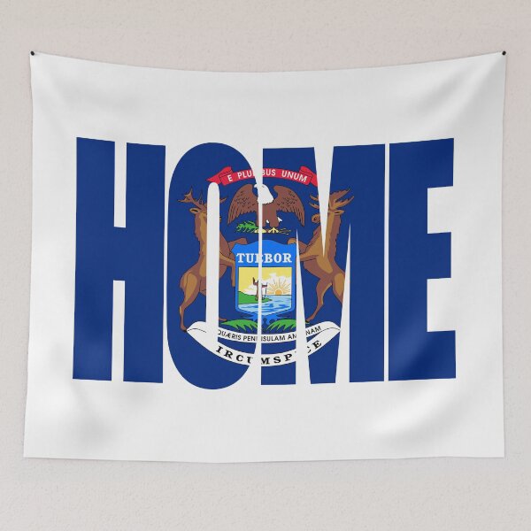 Item preview, Michigan Home - State Flag designed and sold by DonDota.