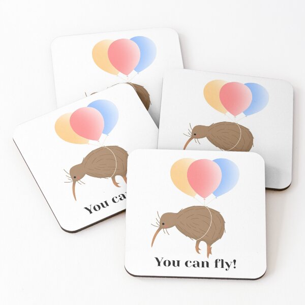 Item preview, You can fly, Cute New Zealand Kiwi Bird flying on balloons designed and sold by Koalaslifestyle.