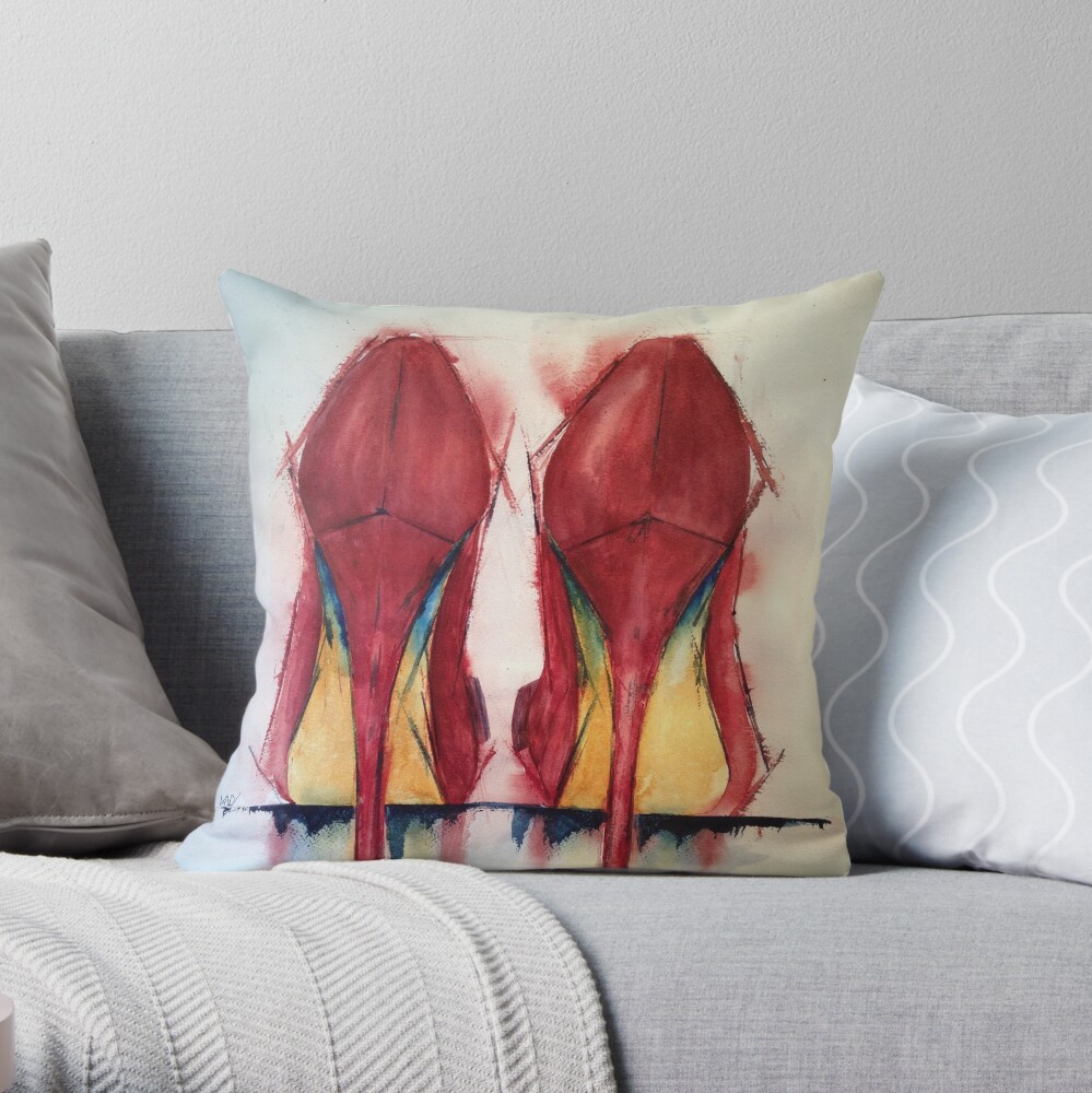 Red Shoes - Girls' Best Friends Throw Pillow