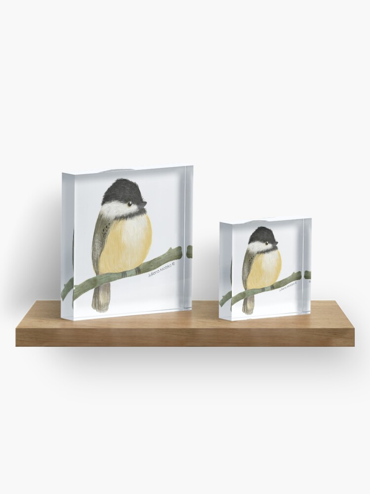 Alternate view of Black capped chickadee bird Acrylic Block