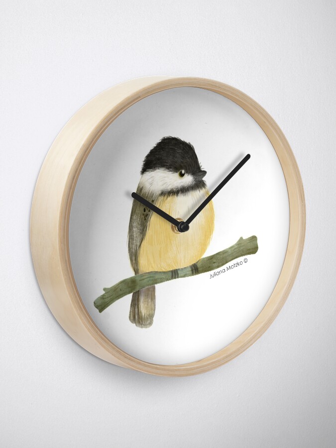 Alternate view of Black capped chickadee bird Clock