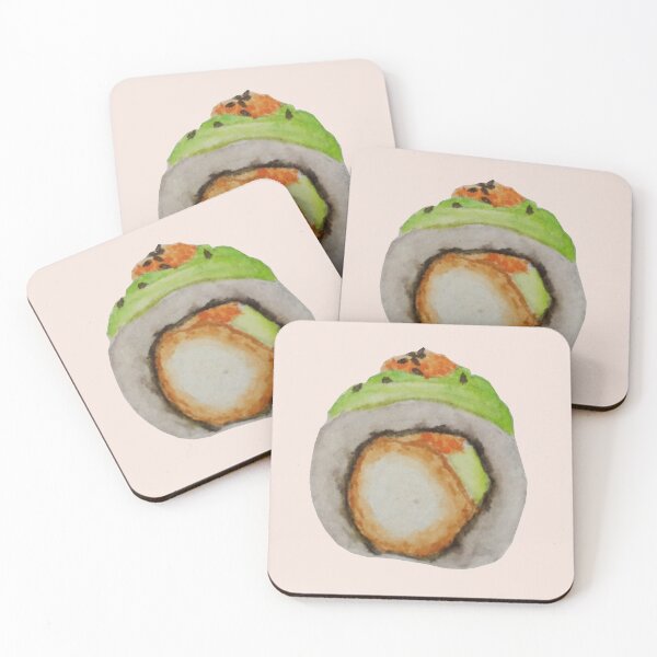 Item preview, Dragon Roll/Avocado Tempura Sushi Watercolour painting designed and sold by tifft.