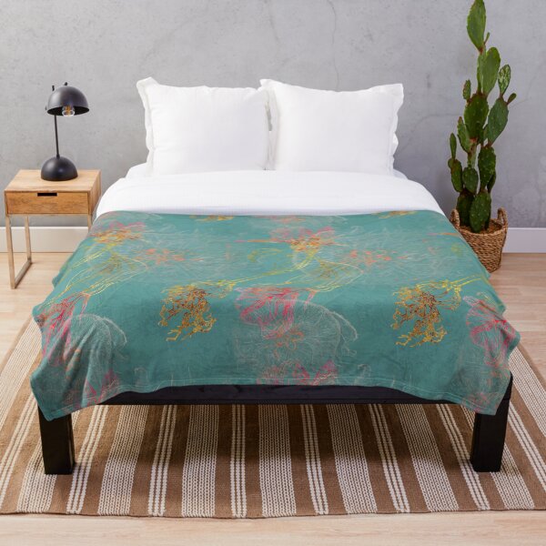 Birthday Tulips and Jellies in Teal RB Throw Blanket