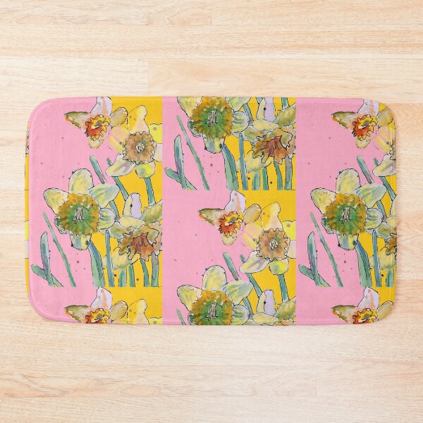 Item preview, Abstract Yellow Daffodil Watercolor Pattern on Pink designed and sold by Sarah  Rajkotwala.