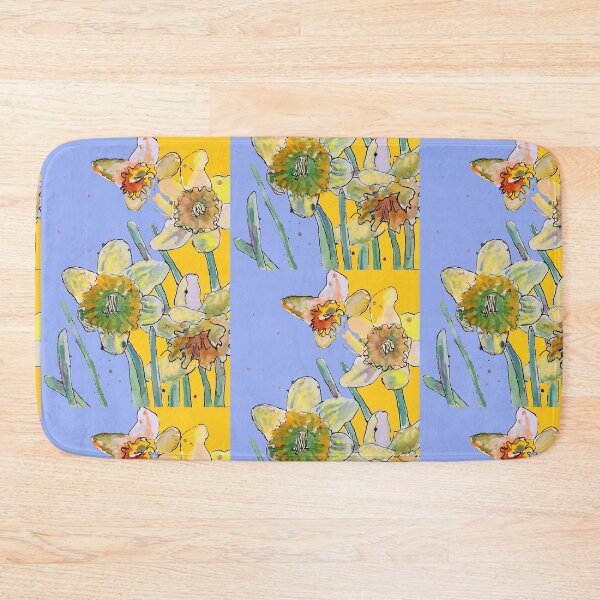 Item preview, Abstract Yellow Daffodil Watercolor Pattern on Lavender designed and sold by Sarah  Rajkotwala.