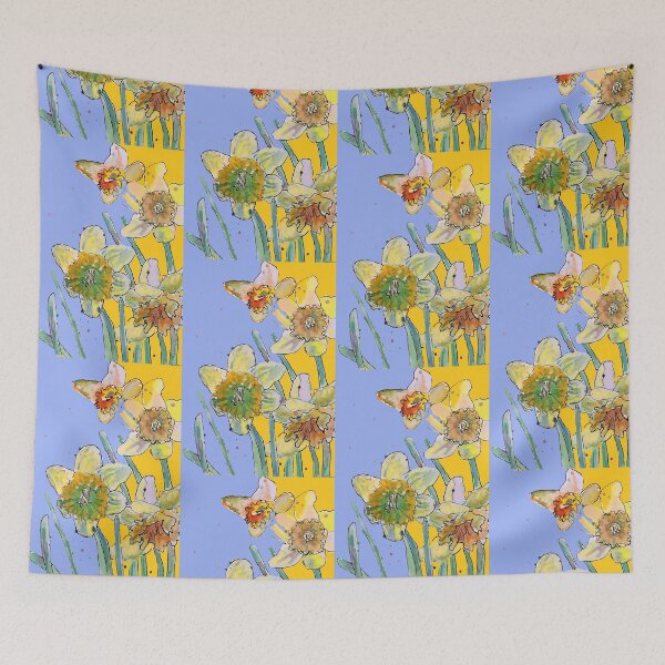 Item preview, Abstract Yellow Daffodil Watercolor Pattern on Lavender designed and sold by Sarah  Rajkotwala.