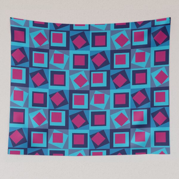 Item preview, Tilted Squares Geometric Pattern – Navy Blue & Raspberry designed and sold by RoguePatterns.
