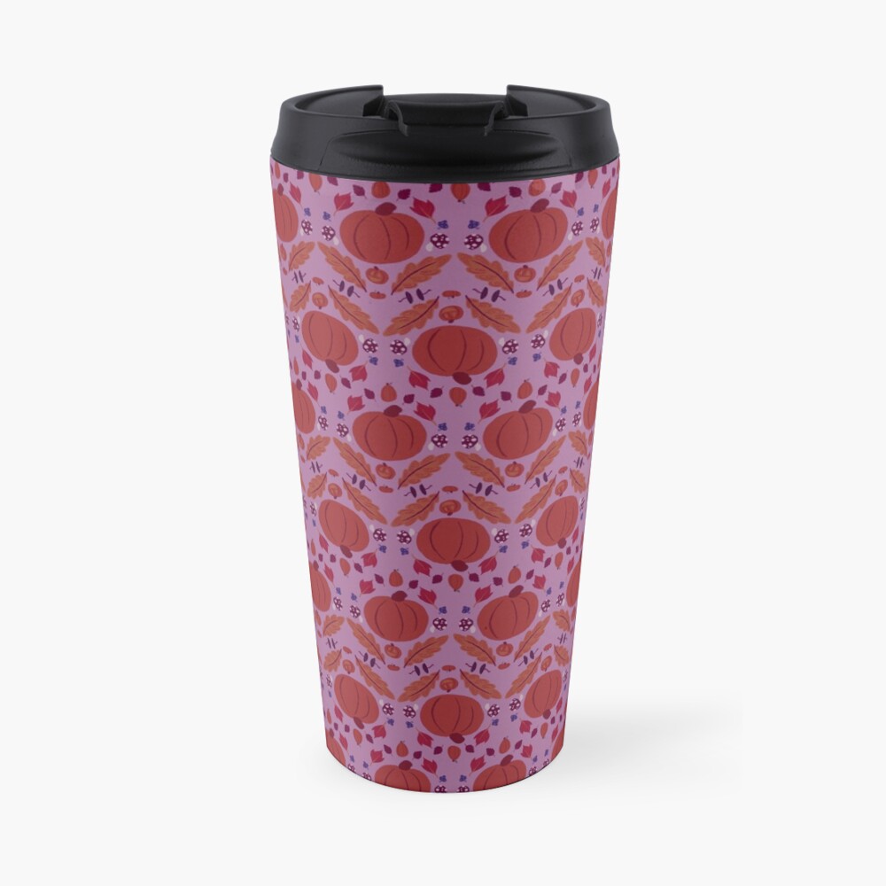 Falling for Autumn-Main Pattern, Purple Travel Mug