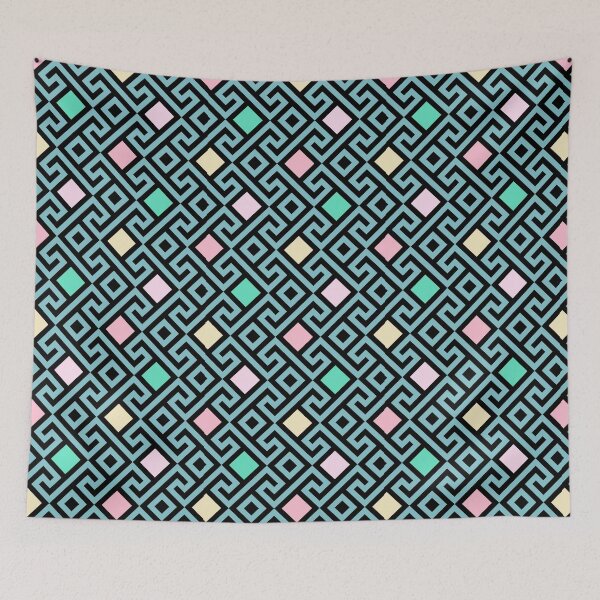 Item preview, Preppy Pastel Pink and Green Teal Greek Key Pattern designed and sold by IamTrending.