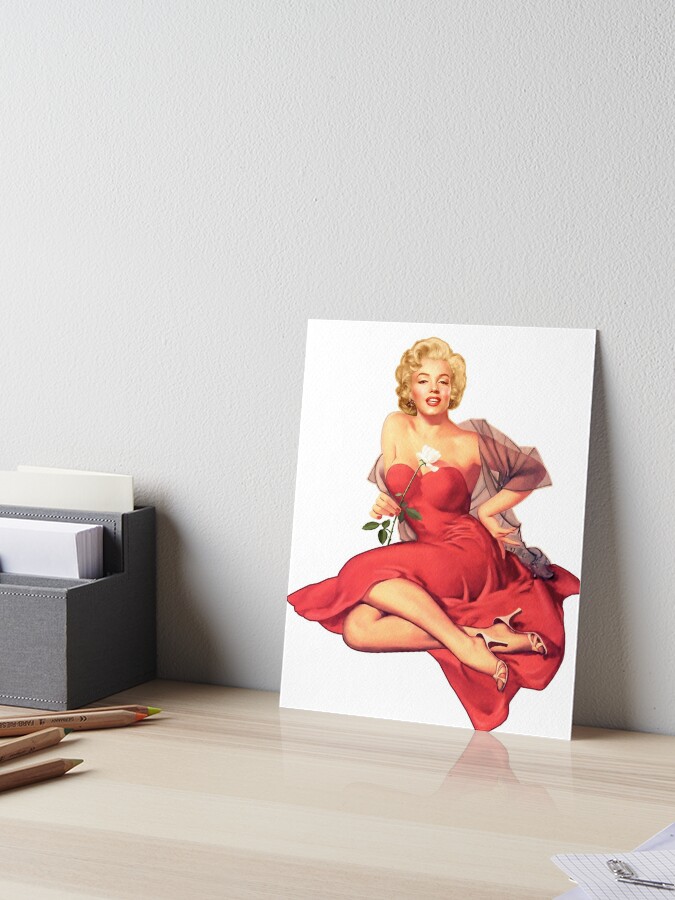 Lámina rígida «Marilyn Monroe elegante en vestido rojo» de EvTheOne |  Redbubble