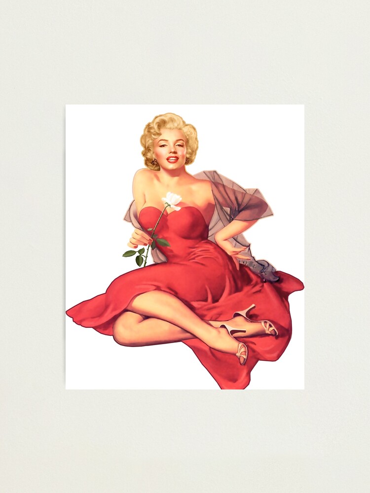 Lámina fotográfica «Marilyn Monroe elegante en vestido rojo» de EvTheOne |  Redbubble
