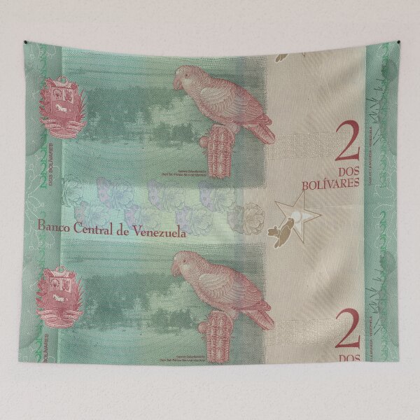 Item preview, 2 bolivares venezuelan banknotes collage designed and sold by KMA Home Design.