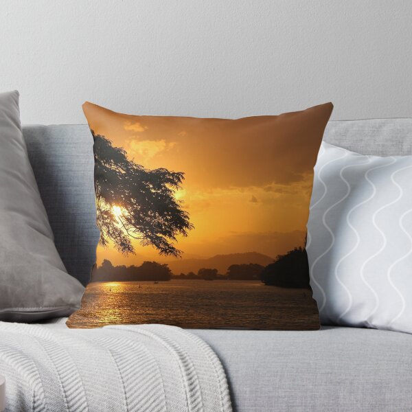 Tweed River Sunset Throw Pillow