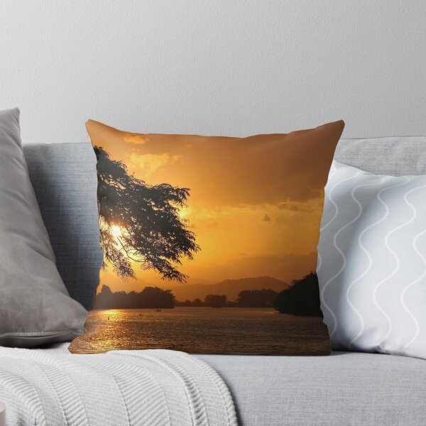 Tweed River Sunset Throw Pillow