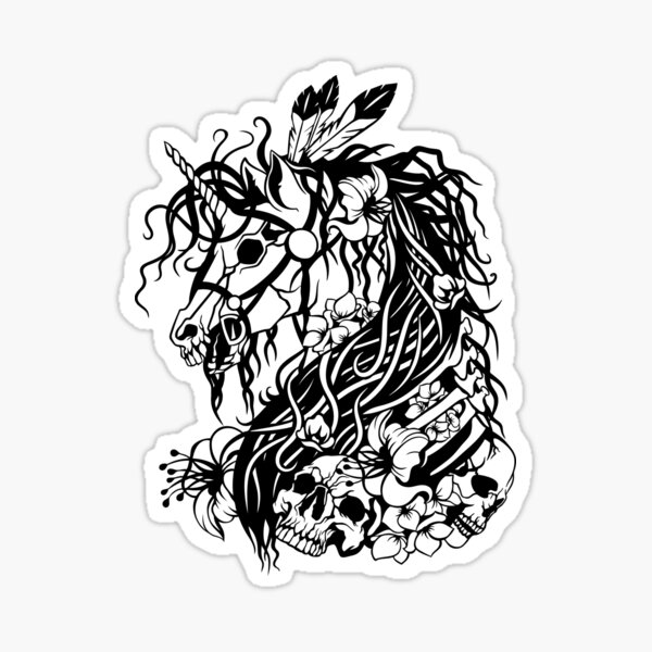 Unicorn Zombie Colour Tattoo TShirt  Pict Moda