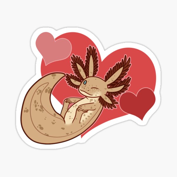 "Copper Axolotl Heart" Sticker by DTKproductions Redbubble