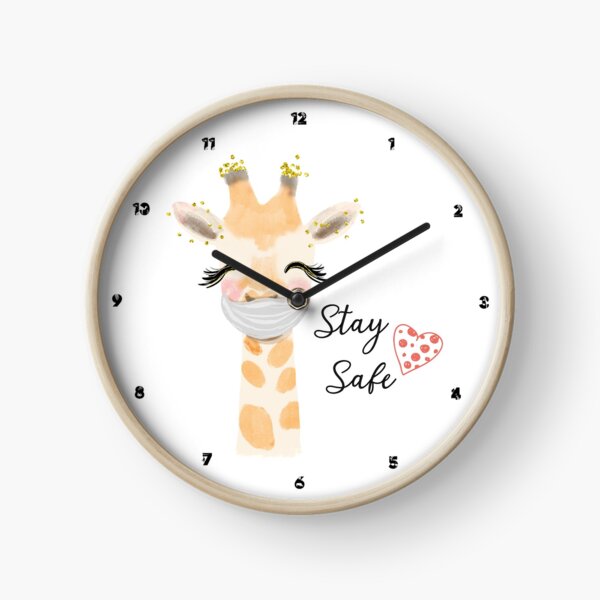 Stay Safe, Giraffe Face mask Clock