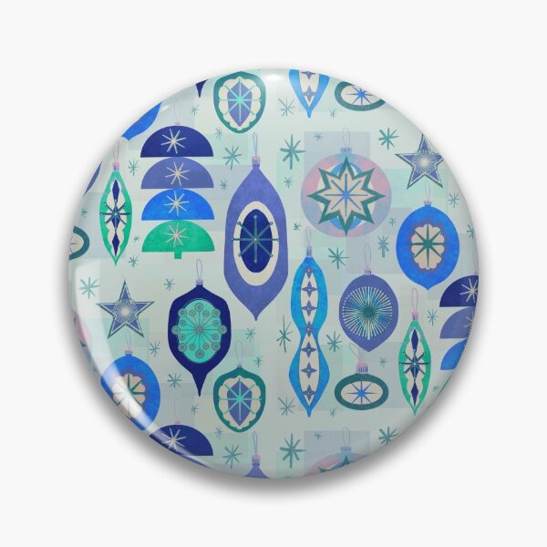 Item preview, Blue and Turquoise Retro Ornament Pattern designed and sold by Stephanie McRae.