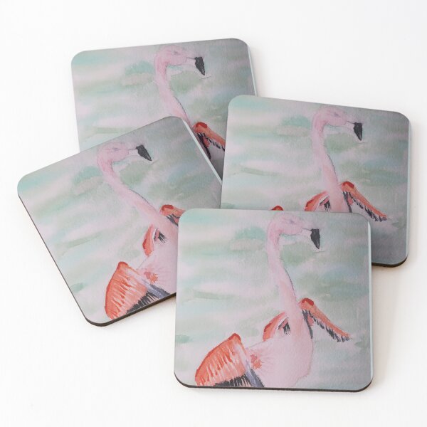 Item preview, Watercolor feisty flamingo ruffles some feathers designed and sold by Meagan Stratton.