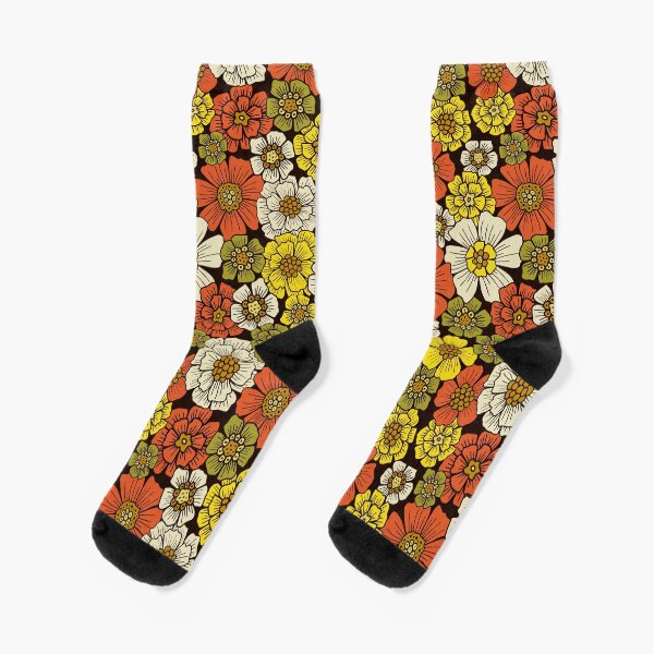 Aperçu de l'œuvre Motif floral rétro des années 1960 et 1970 créée et vendue par somecallmebeth.