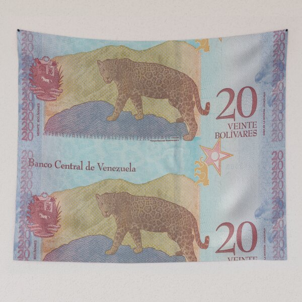 Item preview, 20 bolivares venezuelan banknotes collage designed and sold by KMA Home Design.