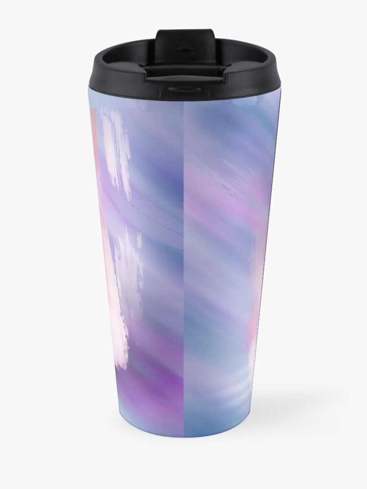 Alternate view of Abstract Painting Purple Blue Peach Salmon Travel Mug