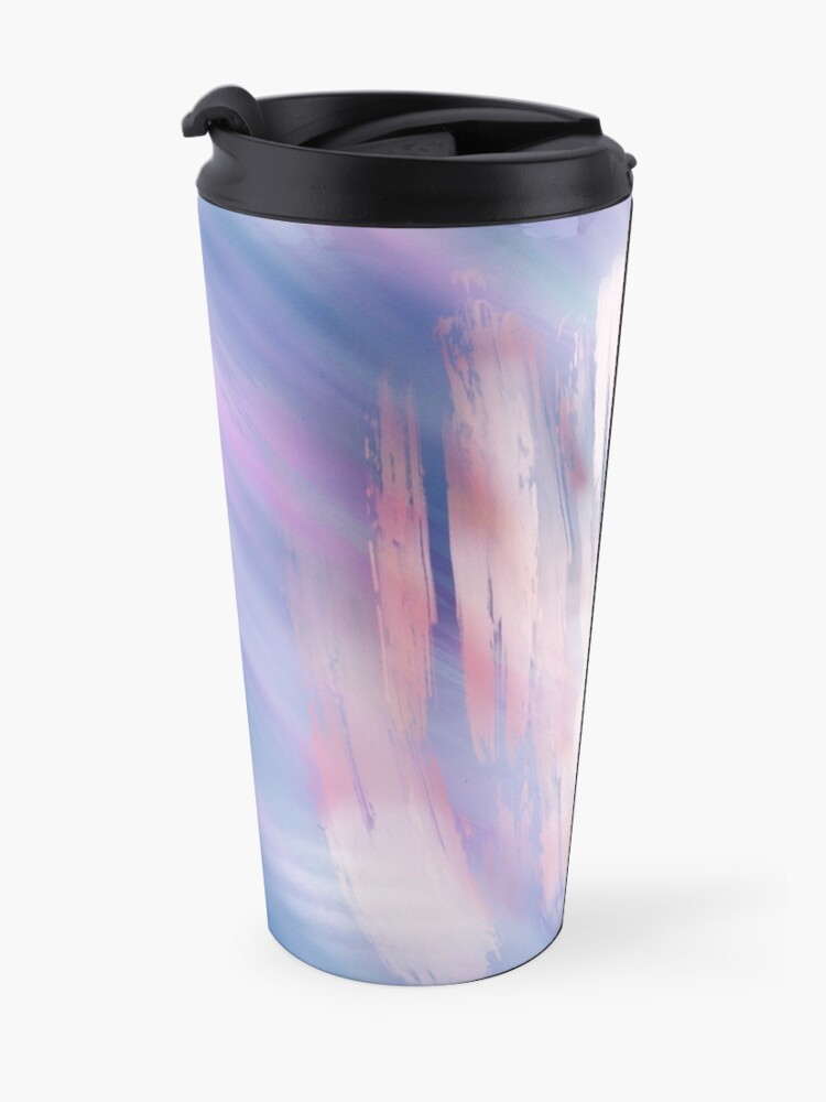 Alternate view of Abstract Painting Purple Blue Peach Salmon Travel Mug