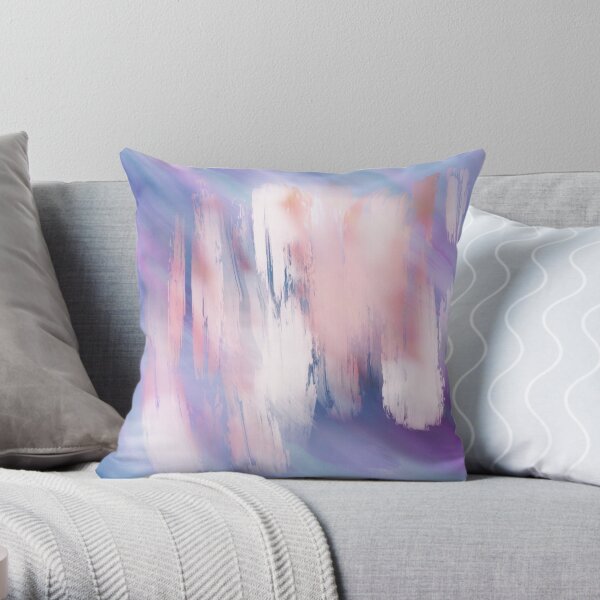 Abstract Painting Purple Blue Peach Salmon Throw Pillow