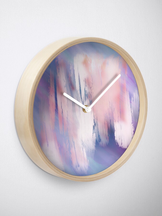 Alternate view of Abstract Painting Purple Blue Peach Salmon Clock