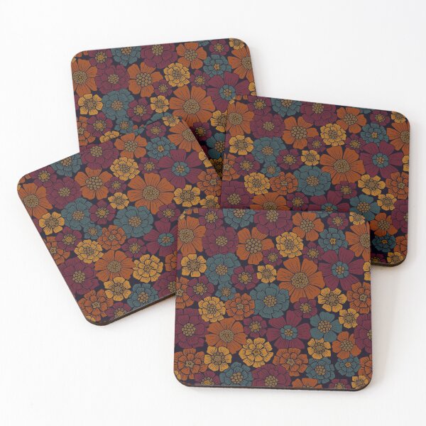Item preview, Dark Burgundy, Teal & Mustard Floral designed and sold by somecallmebeth.
