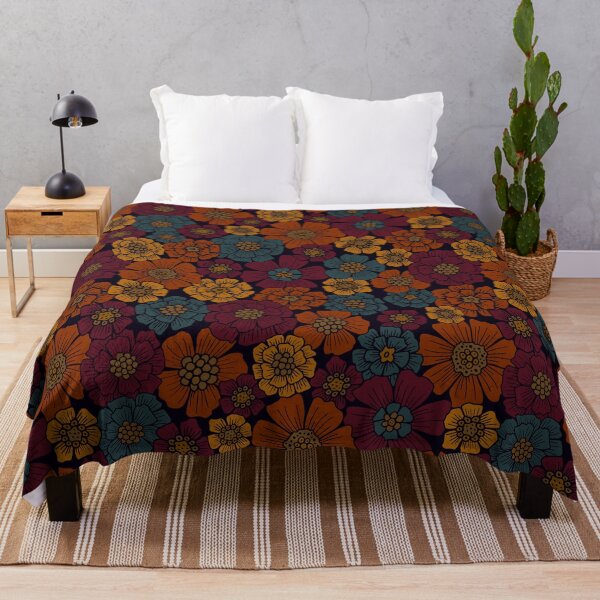 Item preview, Dark Burgundy, Teal & Mustard Floral designed and sold by somecallmebeth.