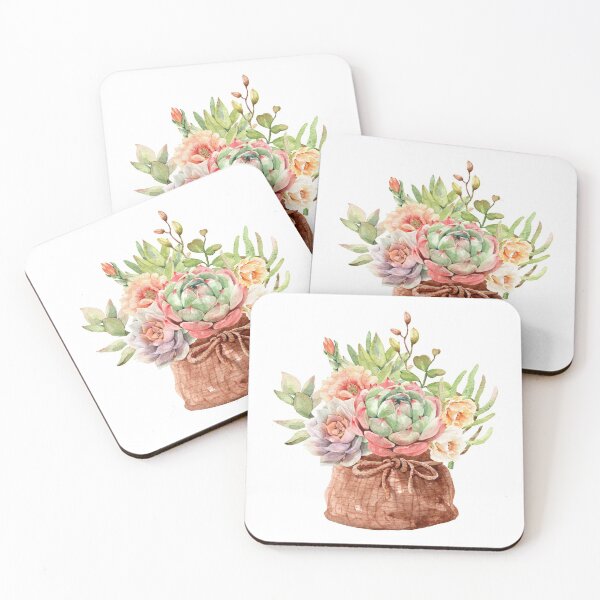 Item preview, Watercolor Succulents Bouquet designed and sold by FiveDucklings.