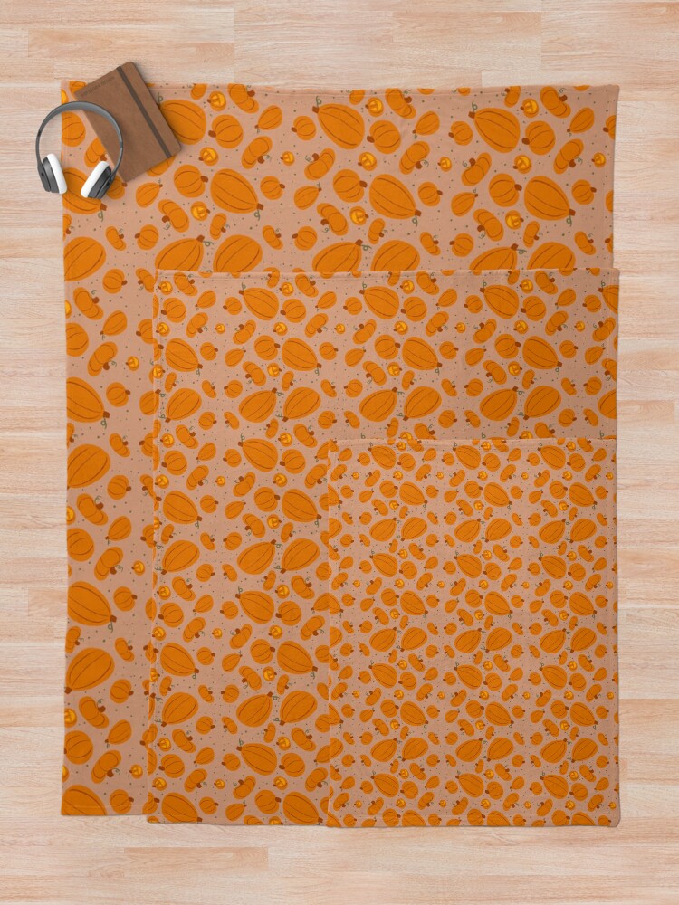 Alternate view of Falling for Autumn-Pumpkin Pattern Throw Blanket